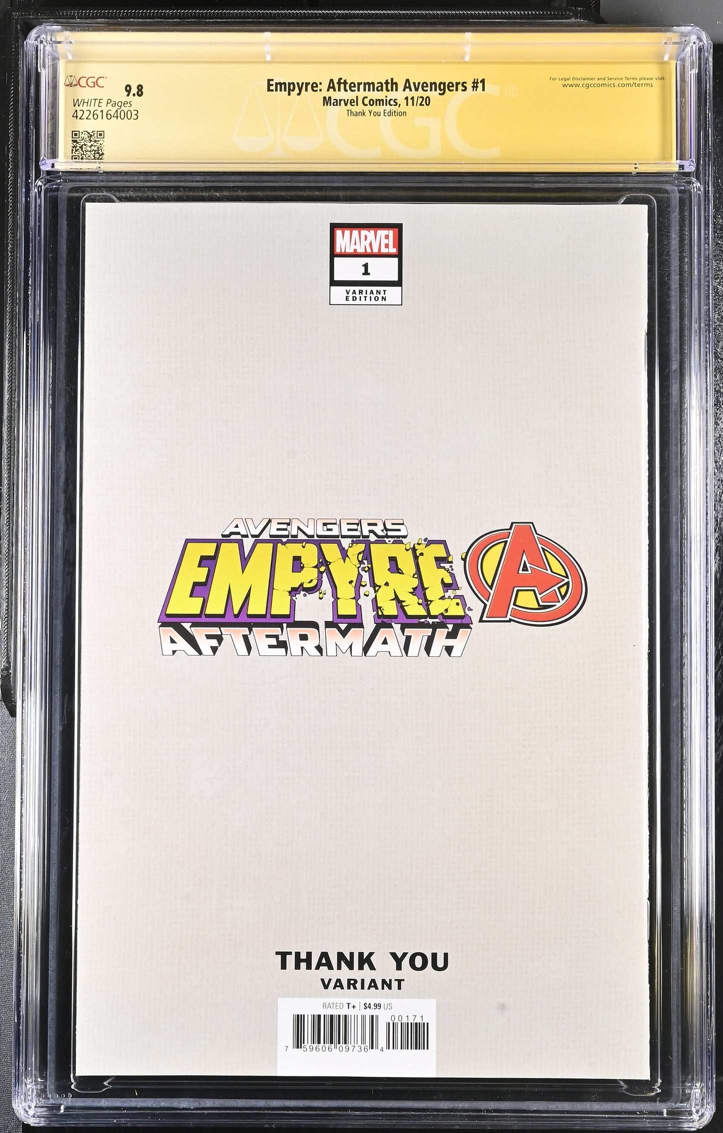 EMPYRE AFTERMATH AVENGERS #1 (2020) CGC 9.8 Signed by Alex Ross Thank You Var