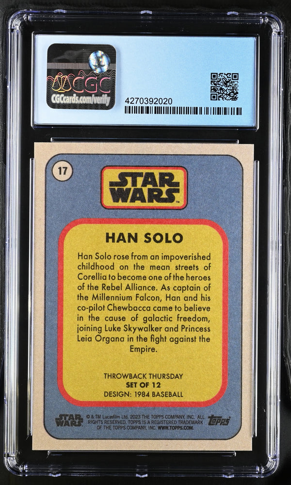Star Wars Throwback Thursday 2023 Card 17 Han Solo Short Print CGC 10 Pristine