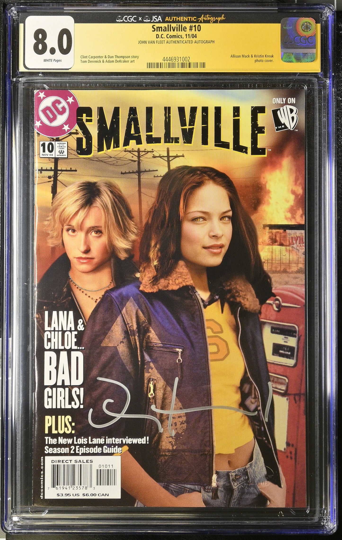 Smallville 10 CGC 8.0 Signed by John Van Fleet (Inkworks Embossed)