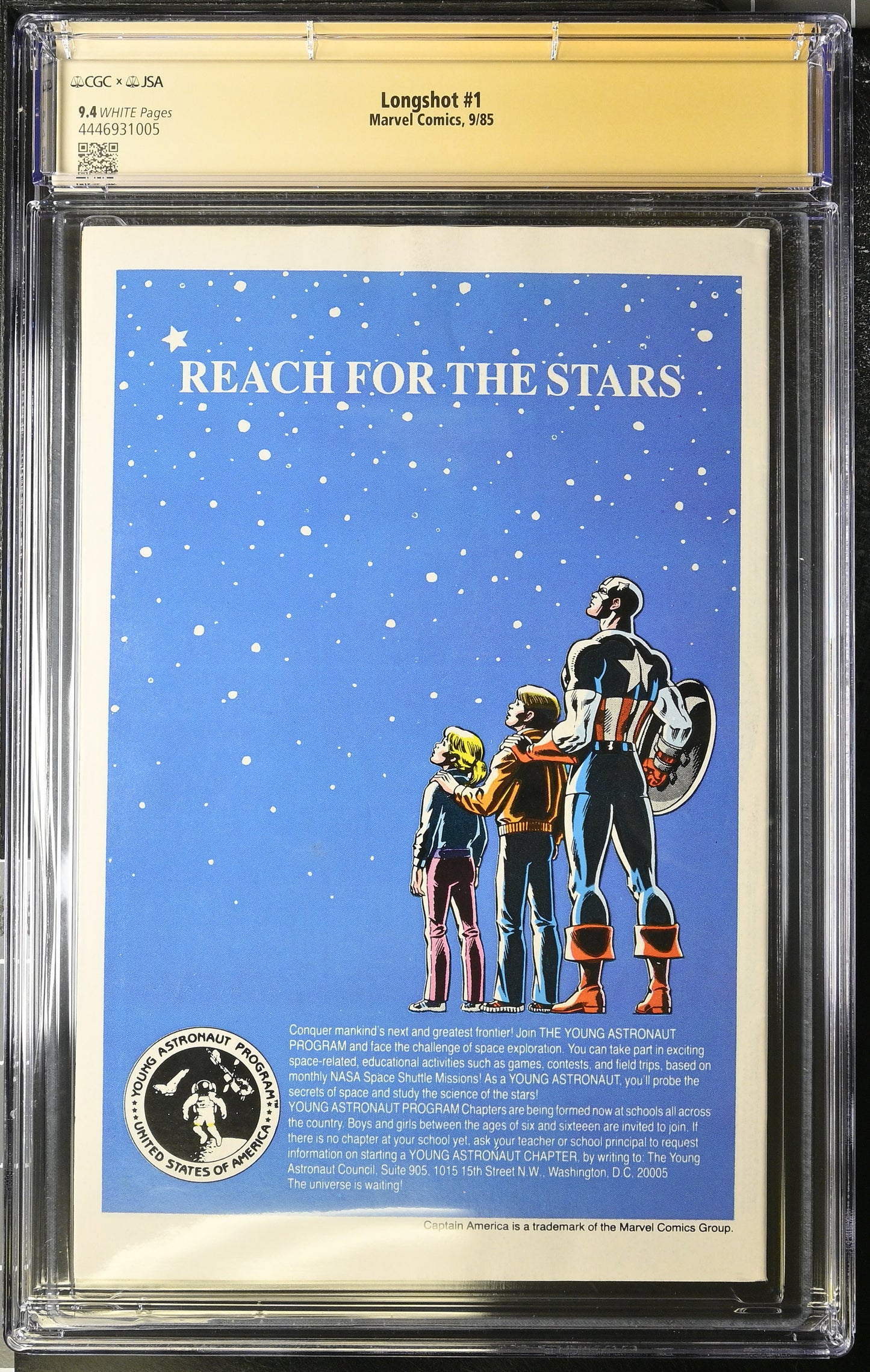 Longshot #1 (1985) graded CGC 9.4 Signed by Arthur Adams
