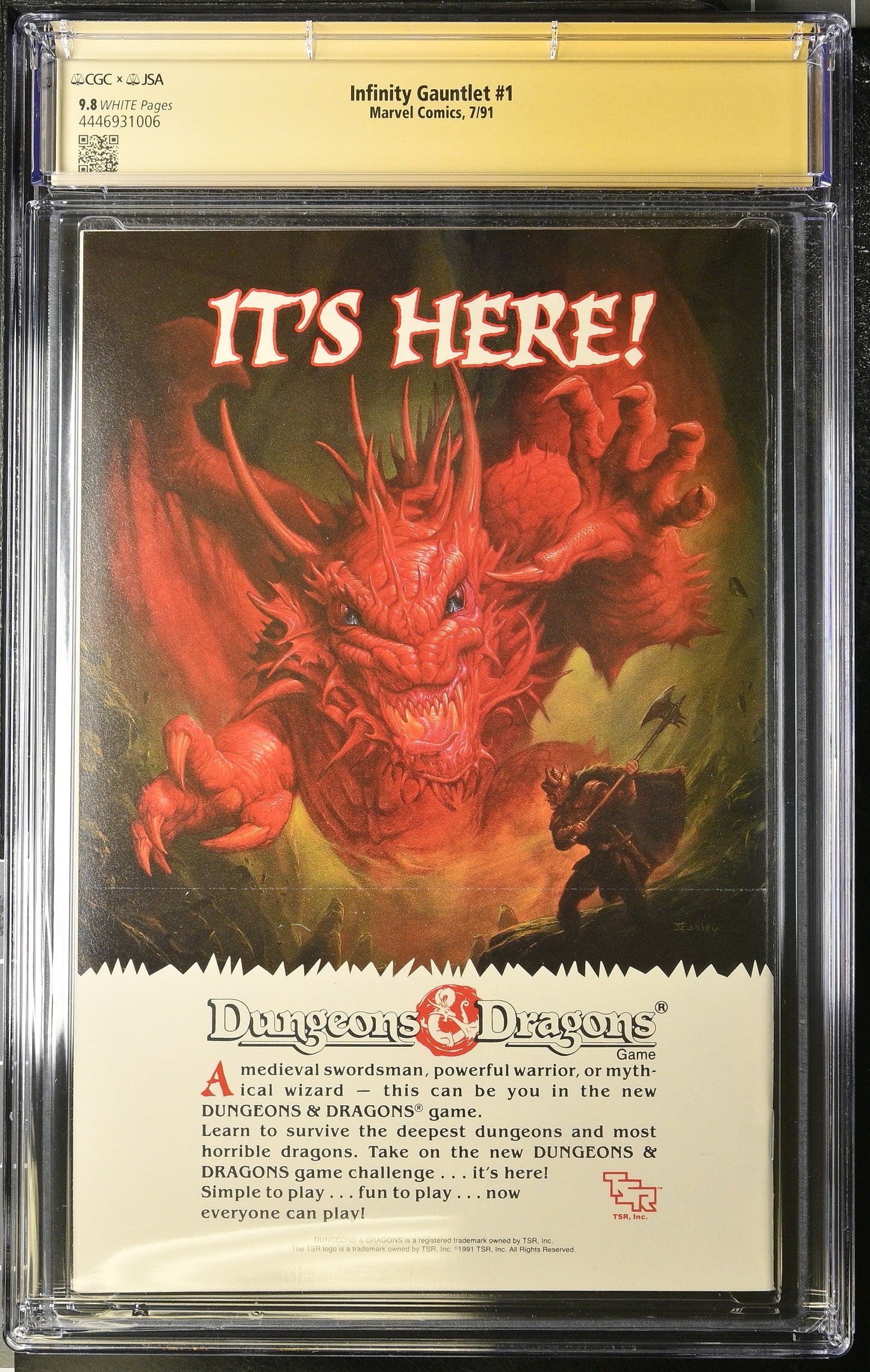 Infinity Gauntlet #1 (1991) graded CGC 9.8 Signed by George Perez