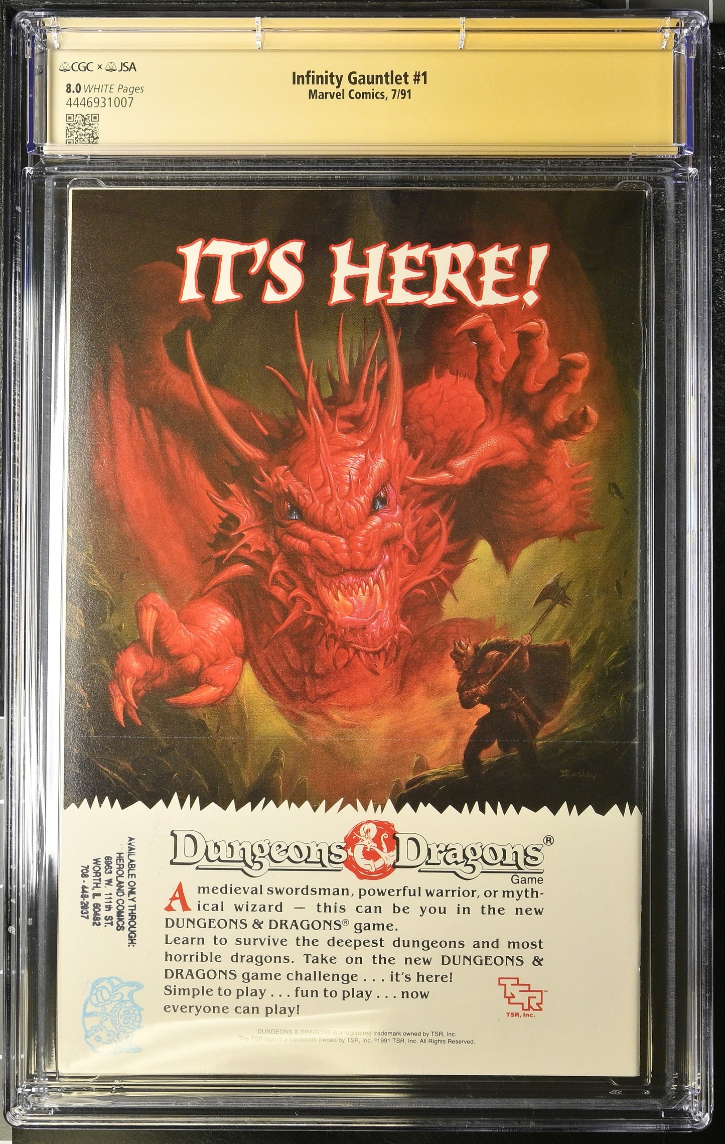 Infinity Gauntlet #1 (1991) graded CGC 8.0 Signed by George Perez