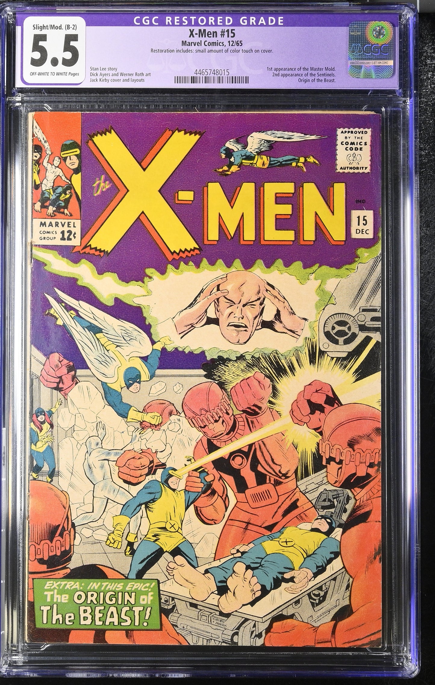 X-Men 15 (1965) Graded CGC 5.5 Purple Label Small Color Touch