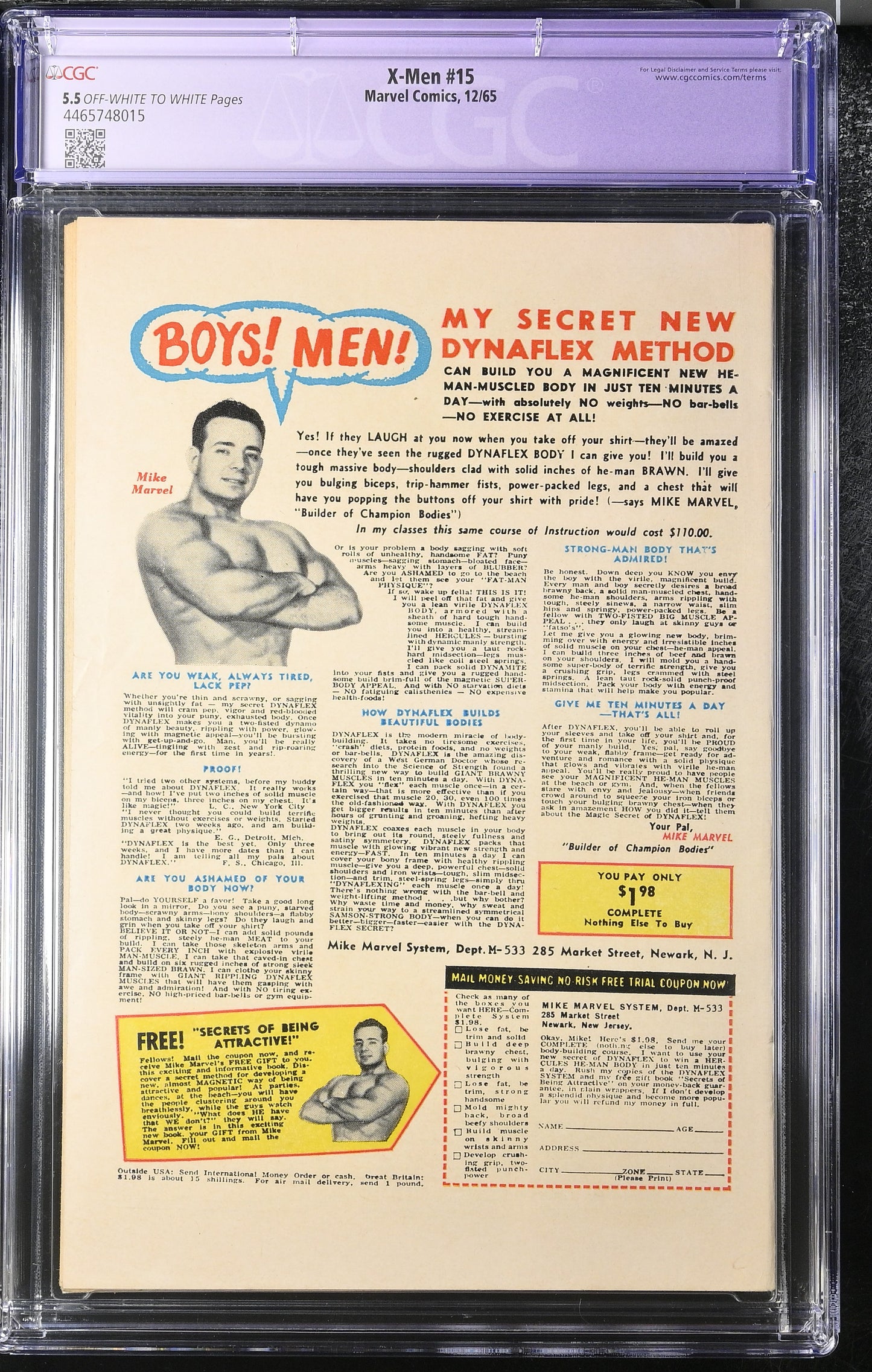 X-Men 15 (1965) Graded CGC 5.5 Purple Label Small Color Touch