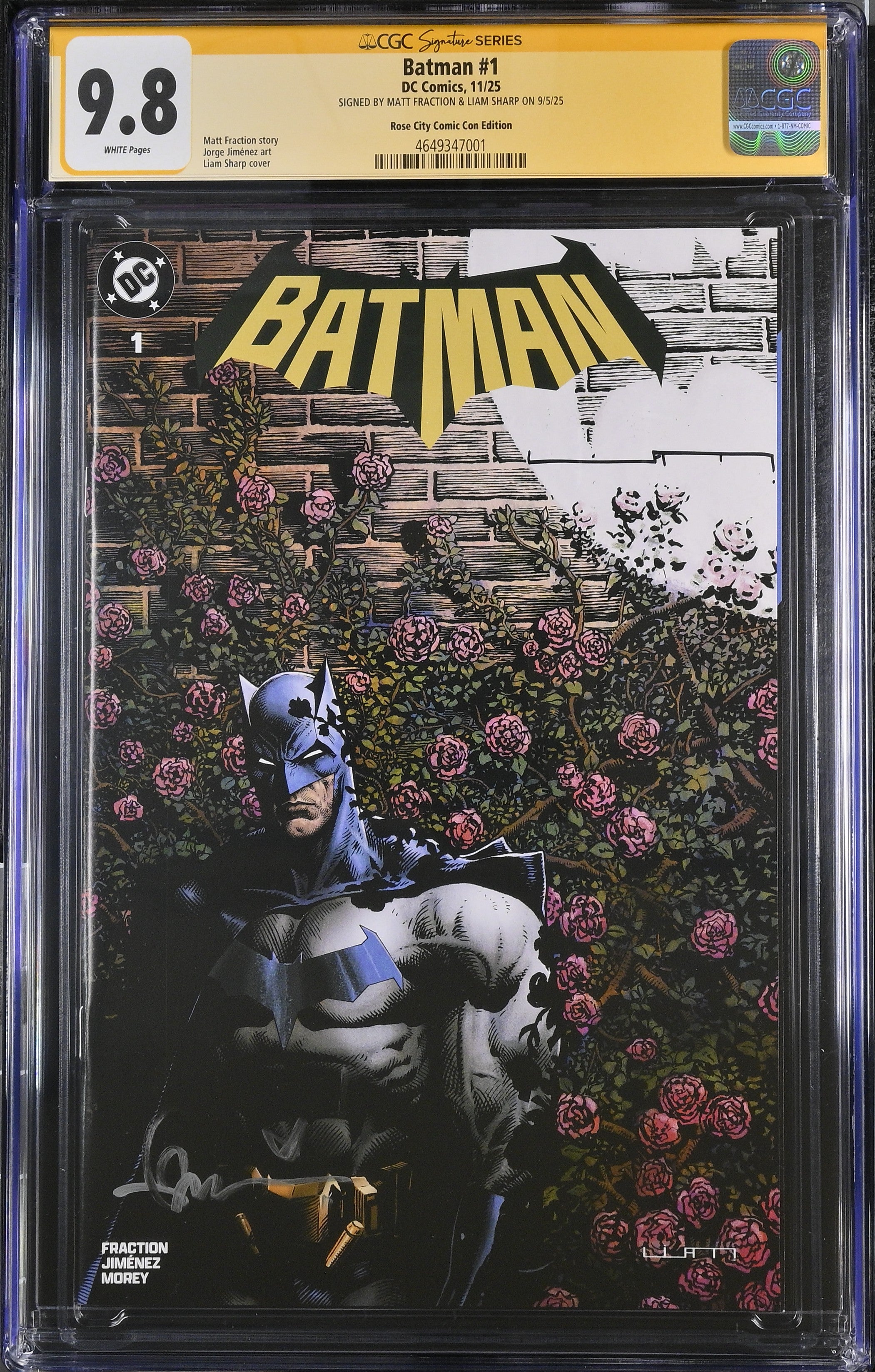 Batman #1 RCCC (2025) CGC 9.8 Signed by Matt Fraction & Liam Sharp