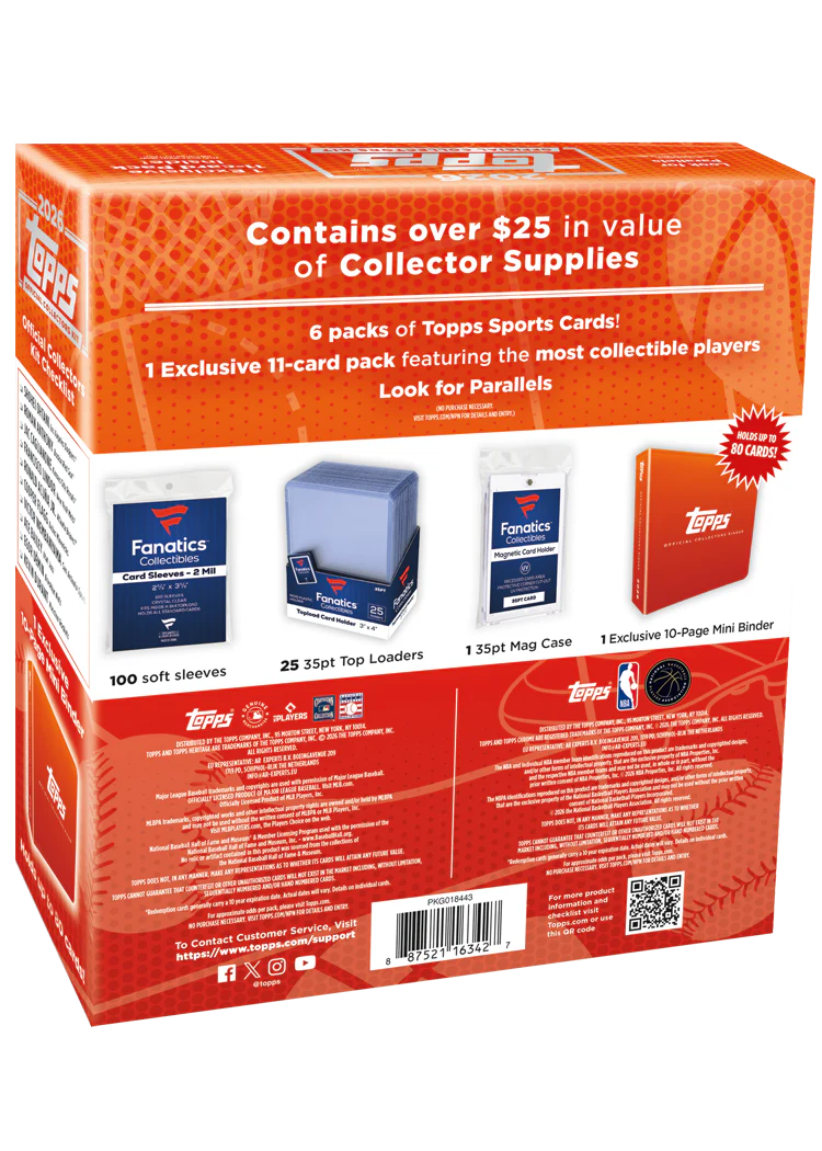 2026 Topps Collector Kit with 7 Packs and Card Supplies