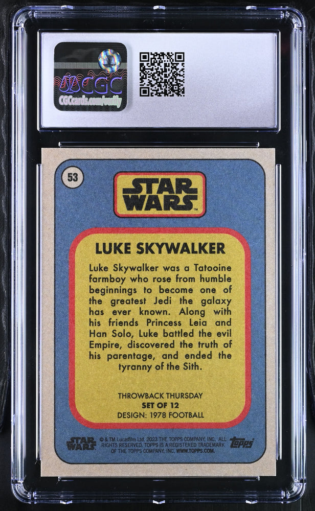 Star Wars Throwback Thursday 2023 Card #53 Luke Skywalker Silver 4/5 Graded CGC 10 Gem Mint