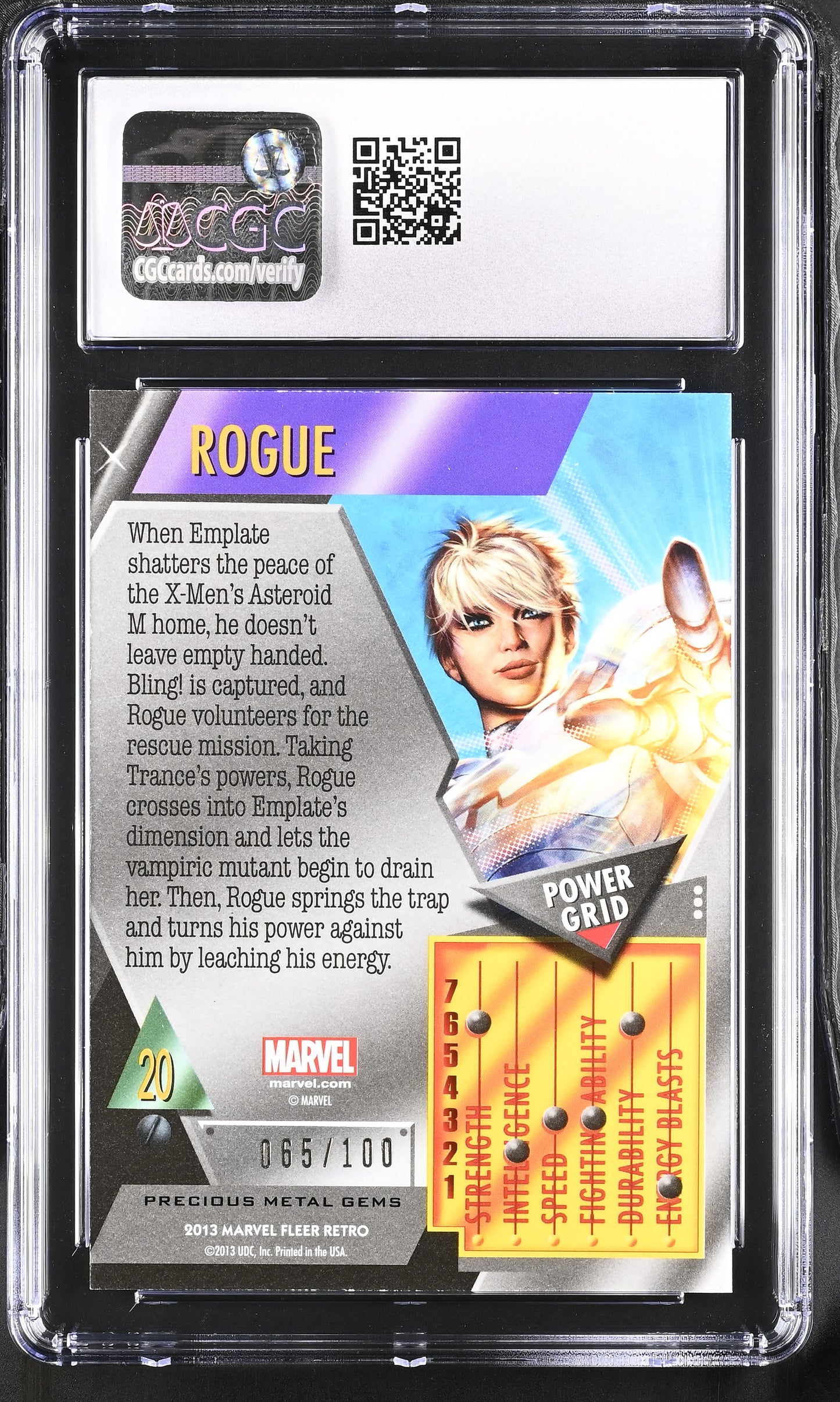 Marvel Fleer Retro 2013 Precious Metal Gems Red 20 Rogue 065/100 CGC 10 Gem Mint