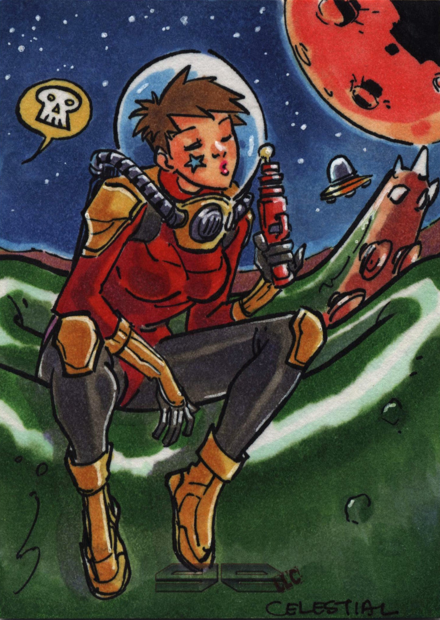 2011 5finity Galaxgals Eradication Mel Celestial Sketch Card Ver. 3