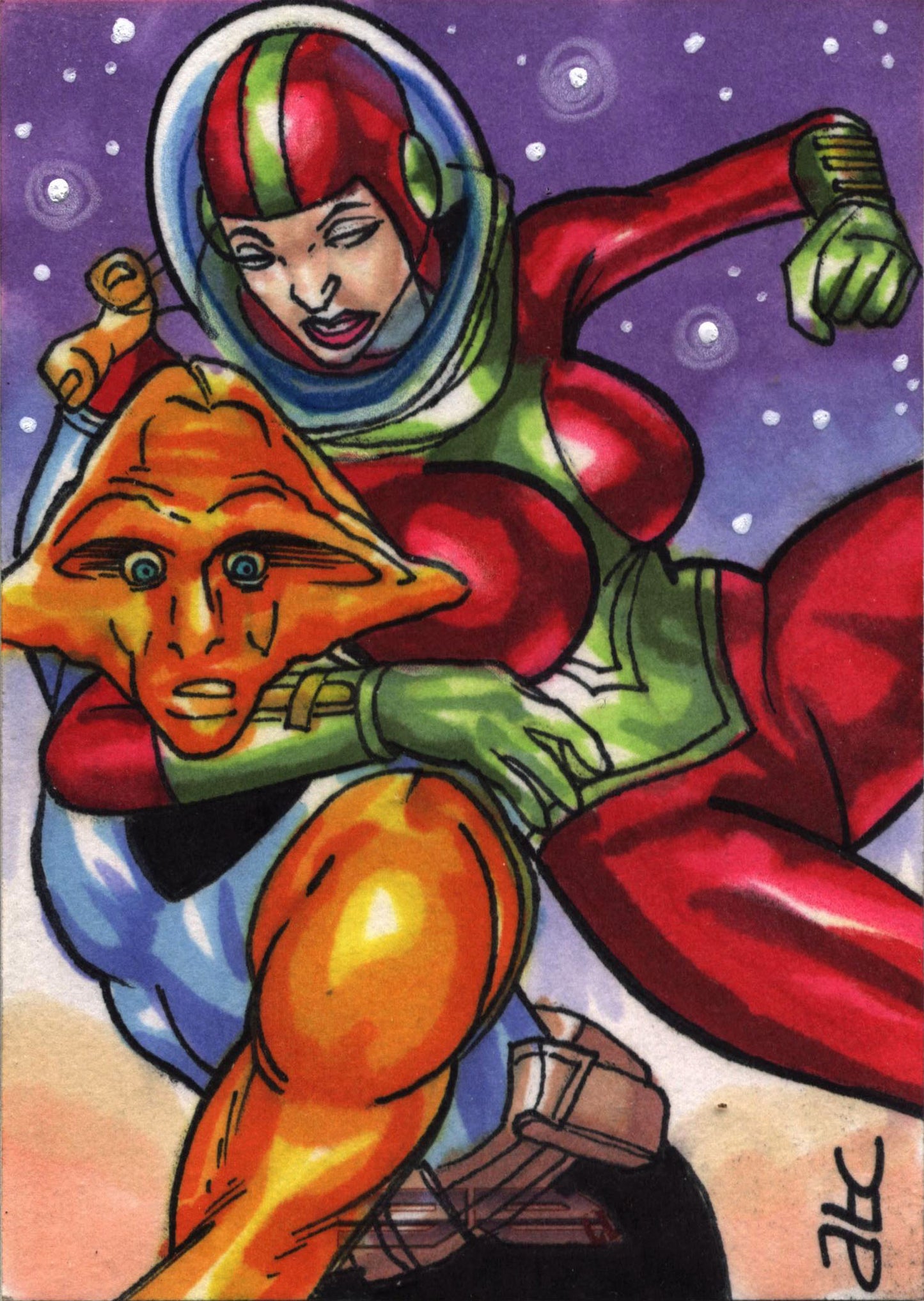 2011 5finity Galaxgals Eradication Adam Cleveland Sketch Card Ver. 4