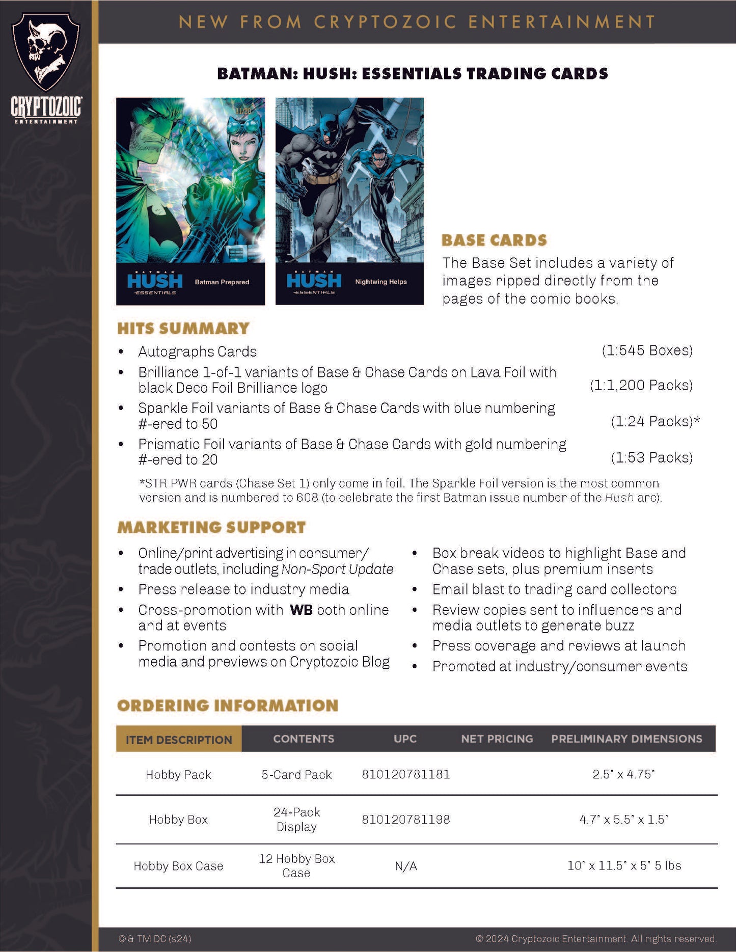 2025 Cryptozoic Batman Hush Essentials Trading Card Box
