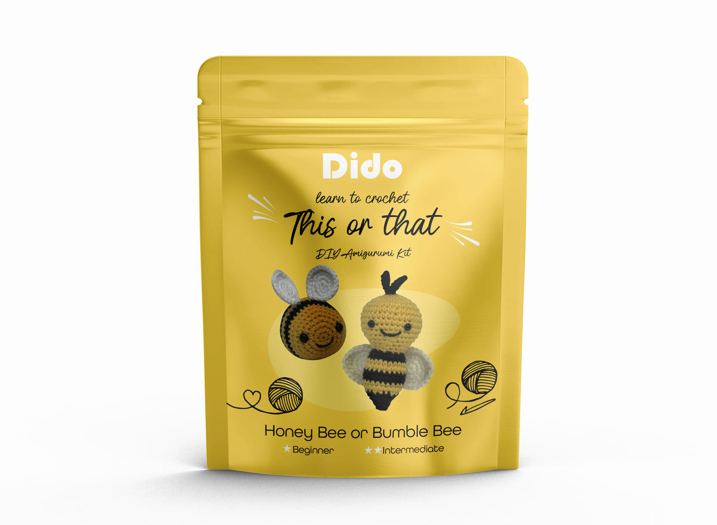 Dido DIY Amigurumi Kit: Honey Bee or Bumble Bee