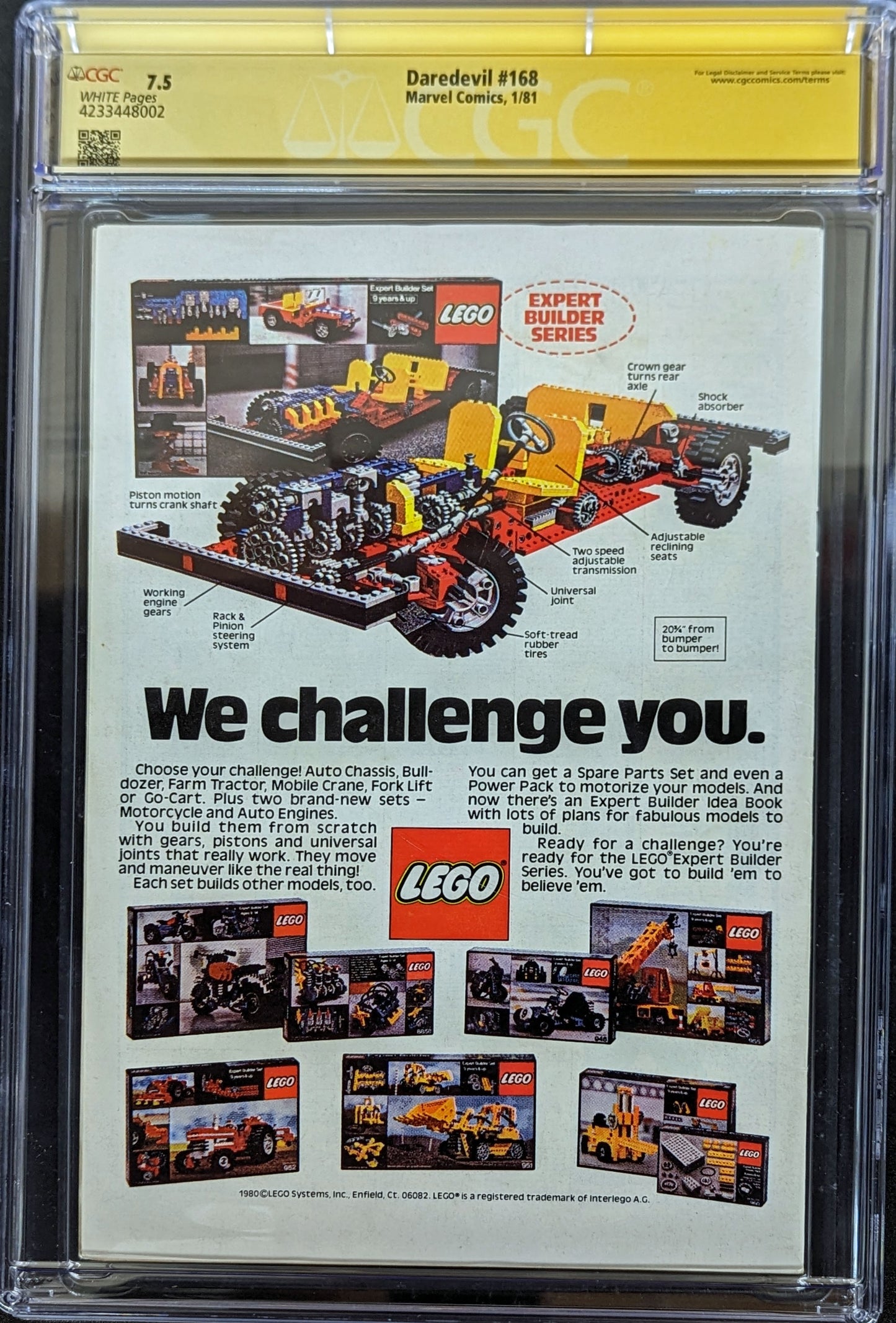 Daredevil #168 (1981) CGC 7.5 1st Elektra Signed by Frank Miller