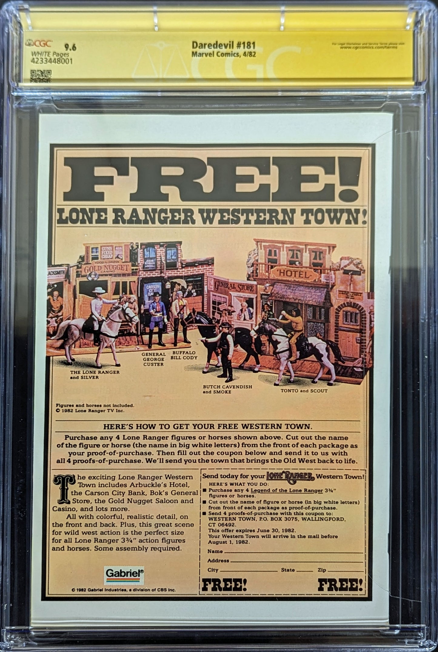 Daredevil #181 (1982) CGC 9.6 Death of Elektra Signed by Frank Miller