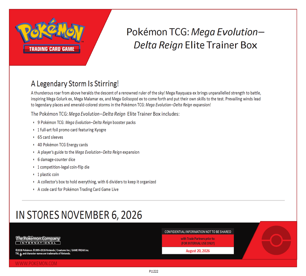 Pokemon Mega Evolution ME06: Delta Reign Elite Trainer Box