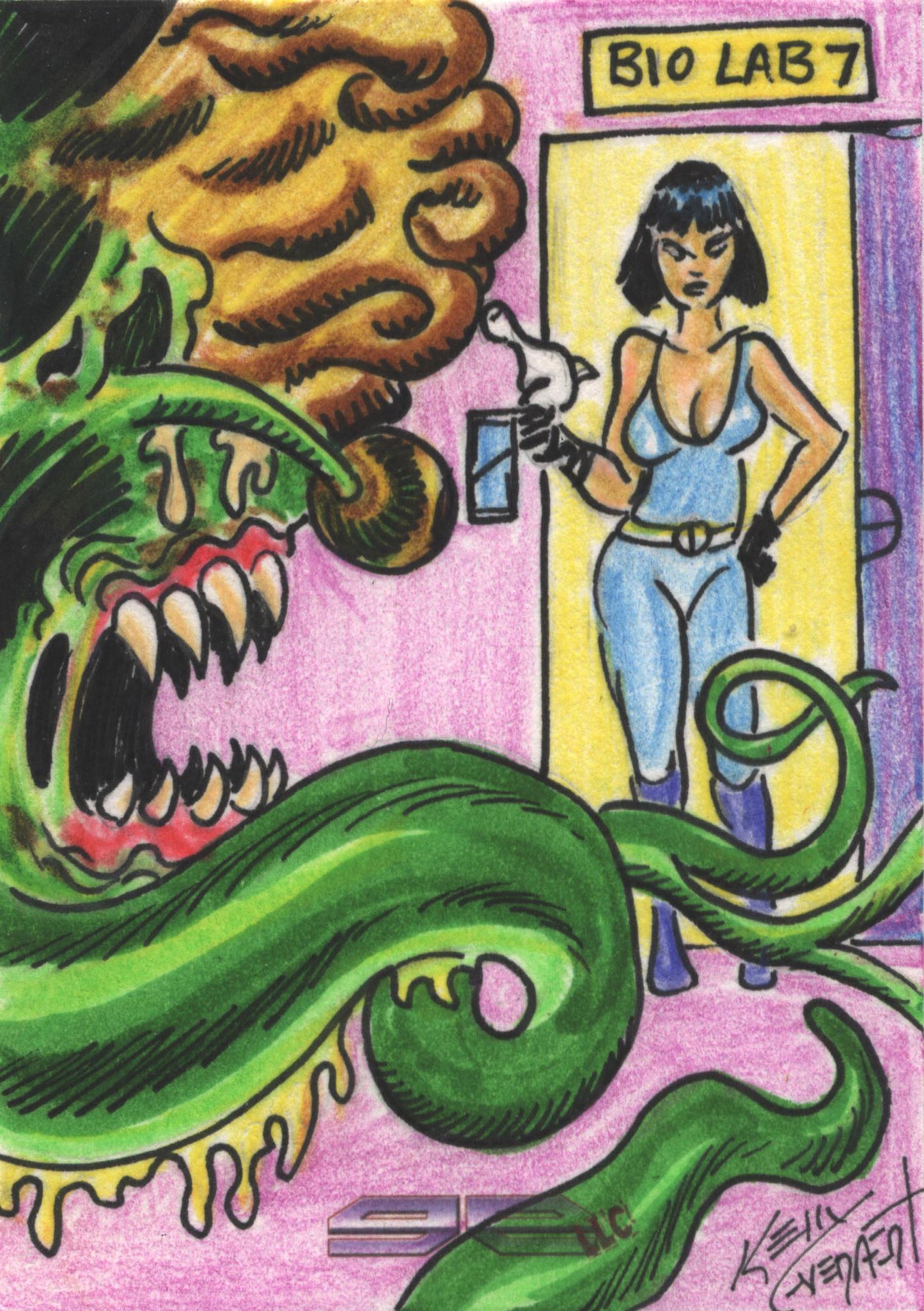 2011 5finity Galaxgals Eradication Kelly Everaert Sketch Card Ver. 2