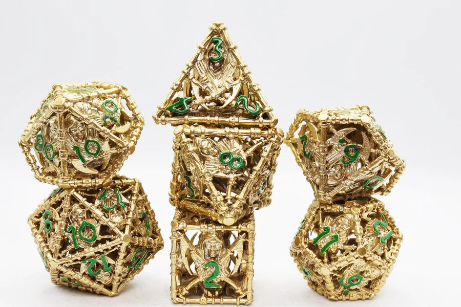 Foam Brain Hollow Metal RPG Dice Set: Grim Scythe - Gold