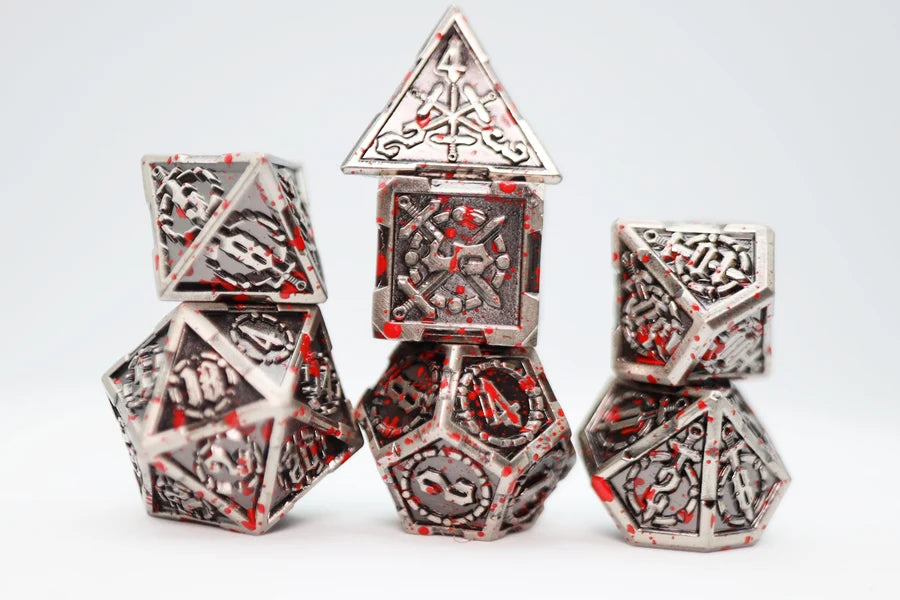 Foam Brain Metal RPG Dice Set: Crossed Swords - Vampiric Sword