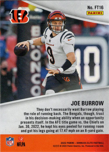 Panini Donruss Elite Football 2022 Full Throttle Insert Card FT16 Joe Burrow