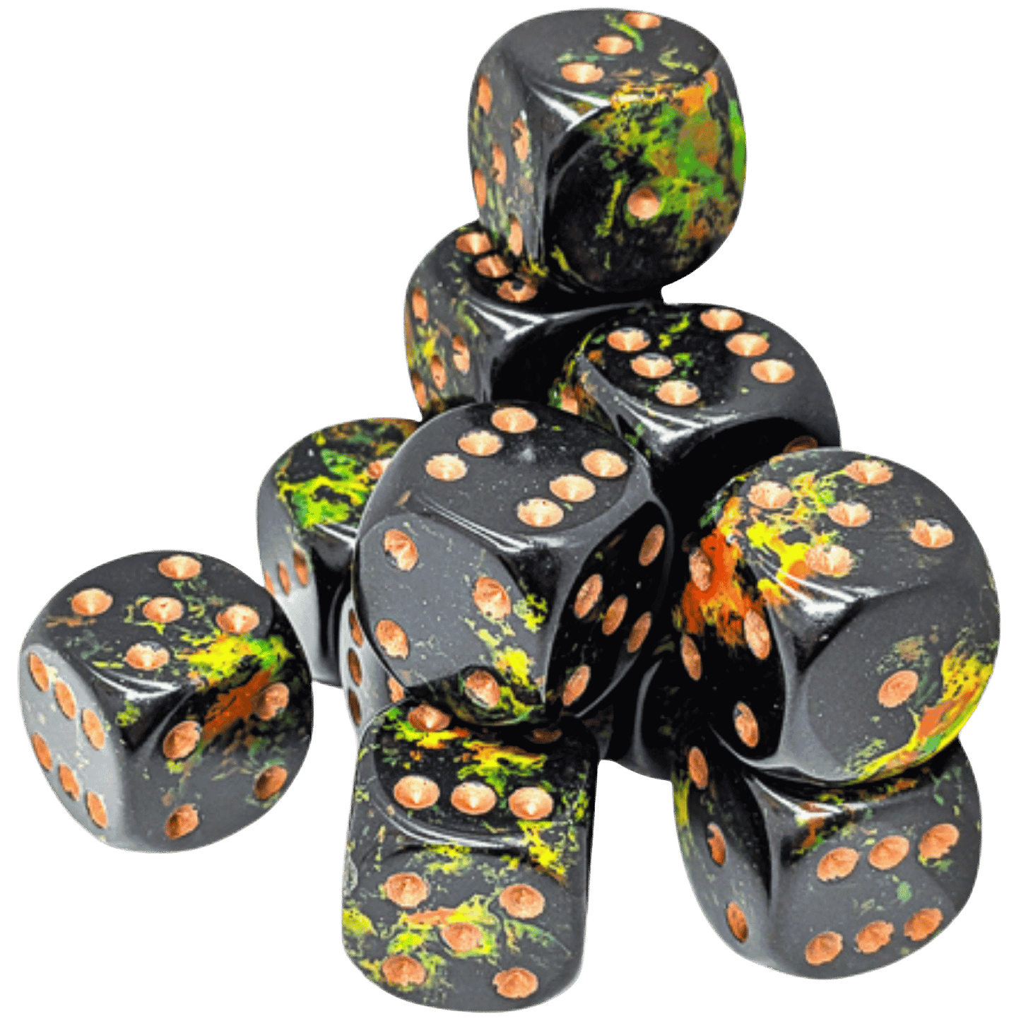 Chessex: 16mm d6 Brush - Deep Forest/Gold