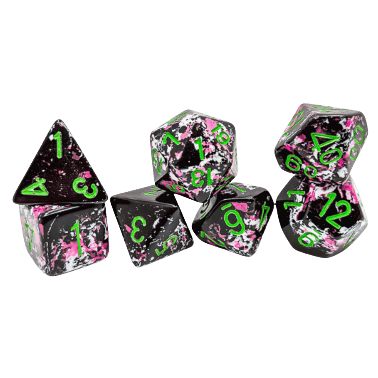Chessex: Polyhedral 7-Die Set - Paintball/Green