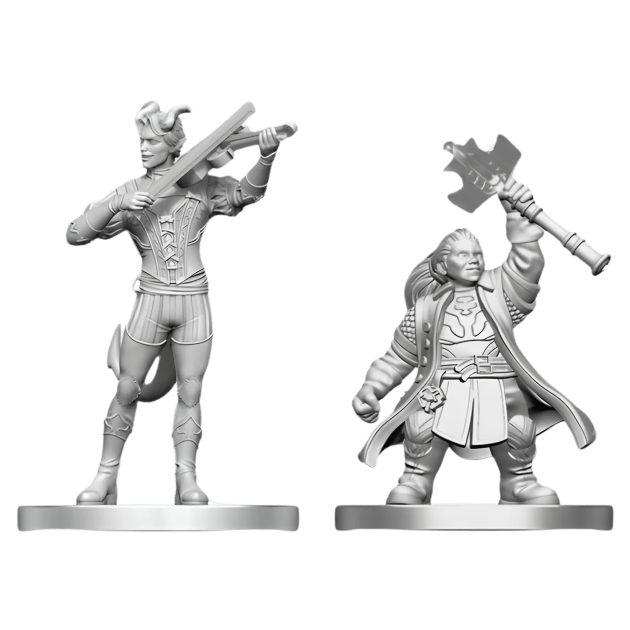 Nolzur's Marvelous Miniatures - Unpainted: Tiefling Bard & Dwarf Cleric