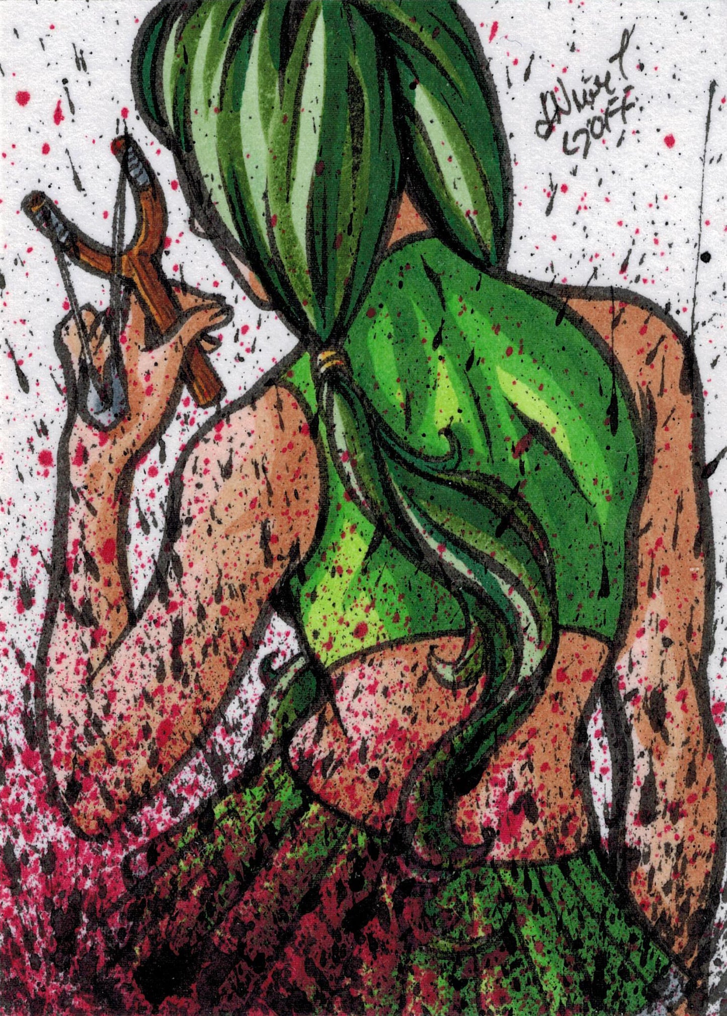 Zombies vs Cheerleaders Platinum 5finity 2011 Sketch Card by Nicole Goff V2