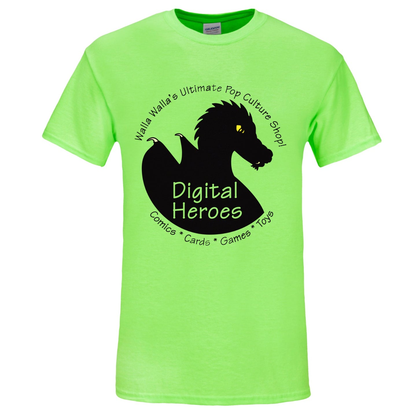 Digital Heroes Gildan Dragon Circle Logo Heavy Cotton Neon Green T-Shirt