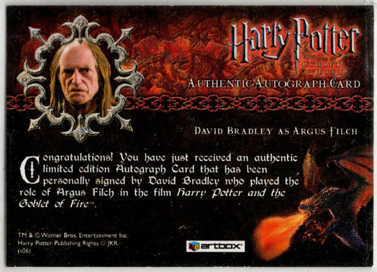 Harry Potter Memorable Moments Autograph Card by David Bradley