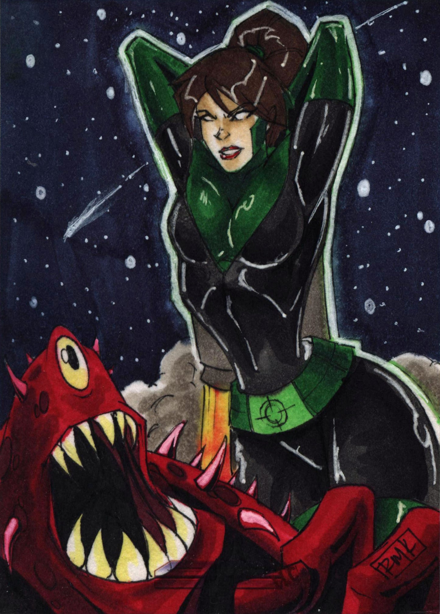 2011 5finity Galaxgals Eradication Ryan Kincaid Sketch Card Ver. 2