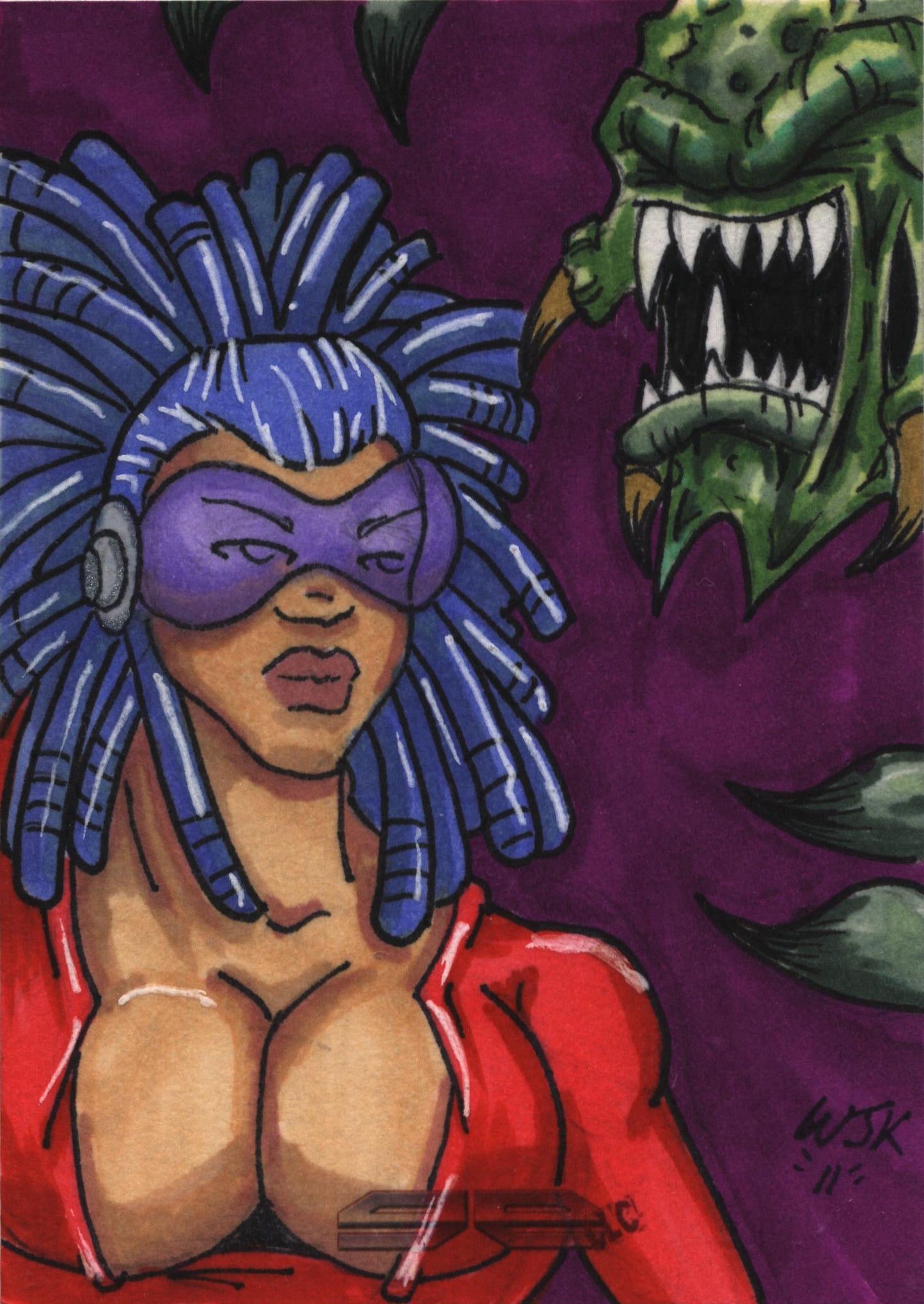 2011 5finity Galaxgals Eradication William Kunkle Sketch Card Ver. 1