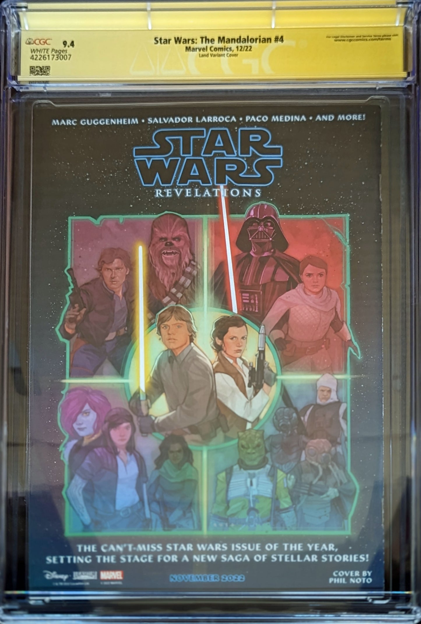 Star Wars Mandalorian #4 Greg Land Cover 1:50 CGC 9.4 Signed