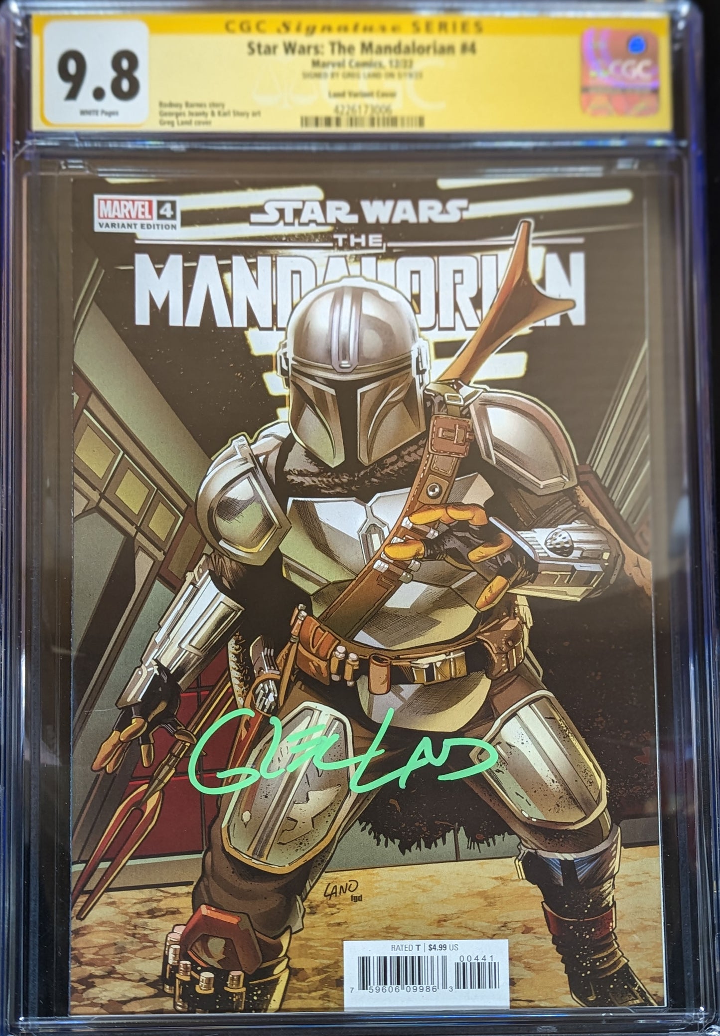 Star Wars Mandalorian #4 Greg Land Cover 1:50 CGC 9.8 Signed