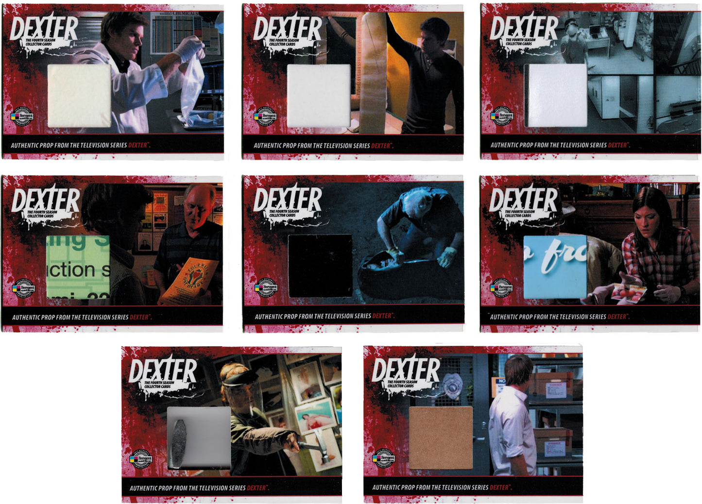 Dexter Season 4 Master Set with 4 Autograph (Hall, Lithgow), 17 Costume & 8 Prop Cards