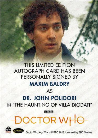 2022 Doctor Who Series 11 & 12 Maxim Baldry Full Bleed Autograph Card