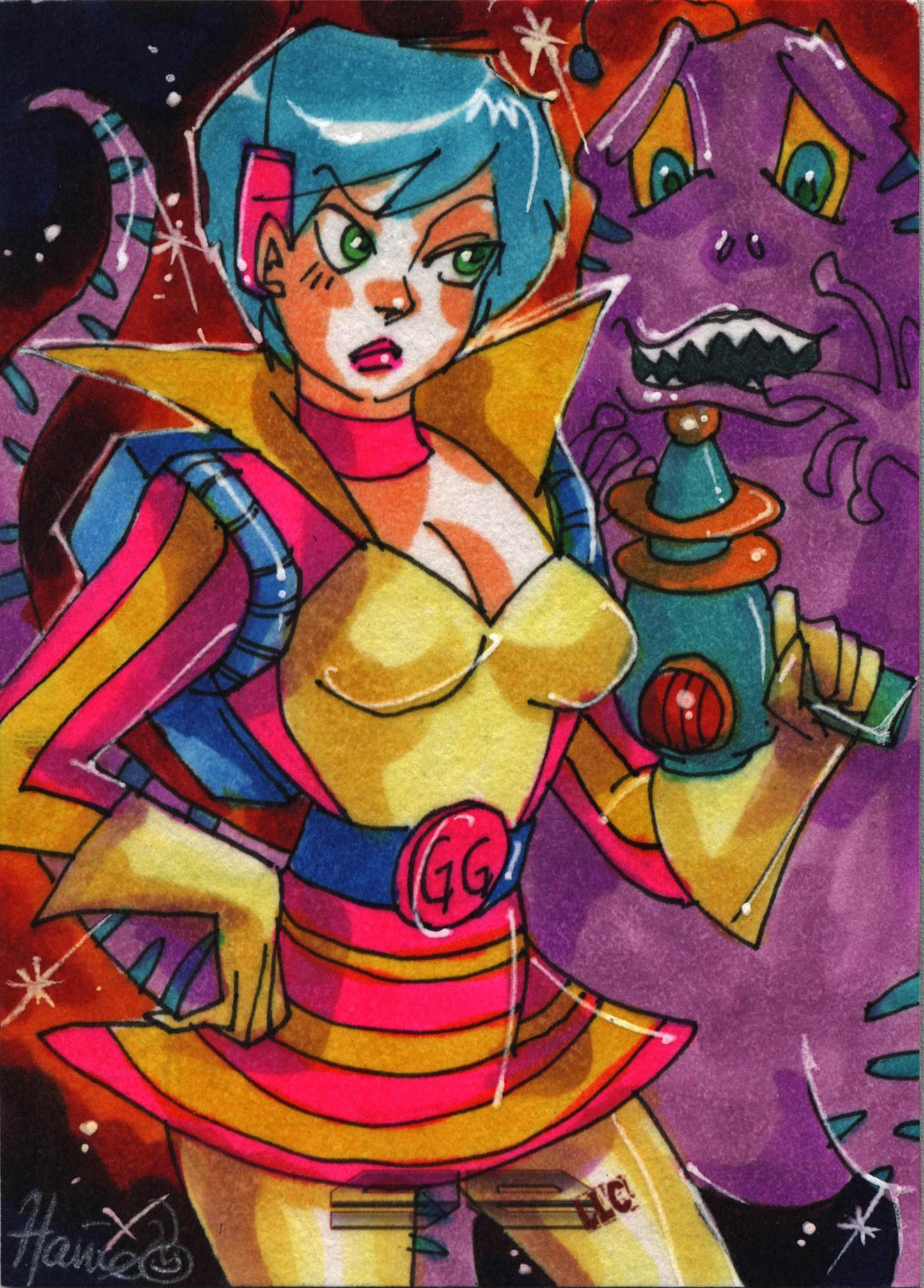 2011 5finity Galaxgals Eradication Hanie Mohd Rare Artist Sketch Card Ver. 1