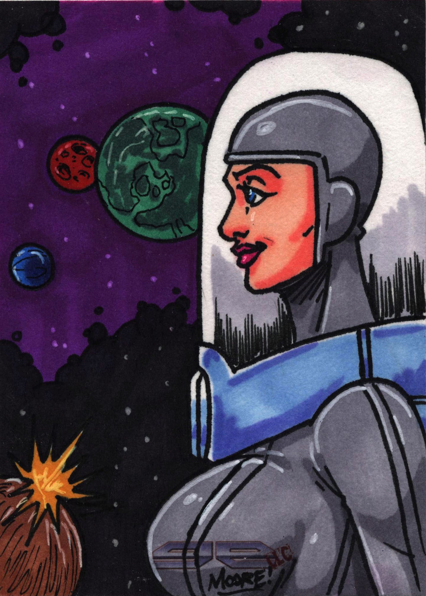 2011 5finity Galaxgals Eradication Sean Moore Sketch Card Ver. 1