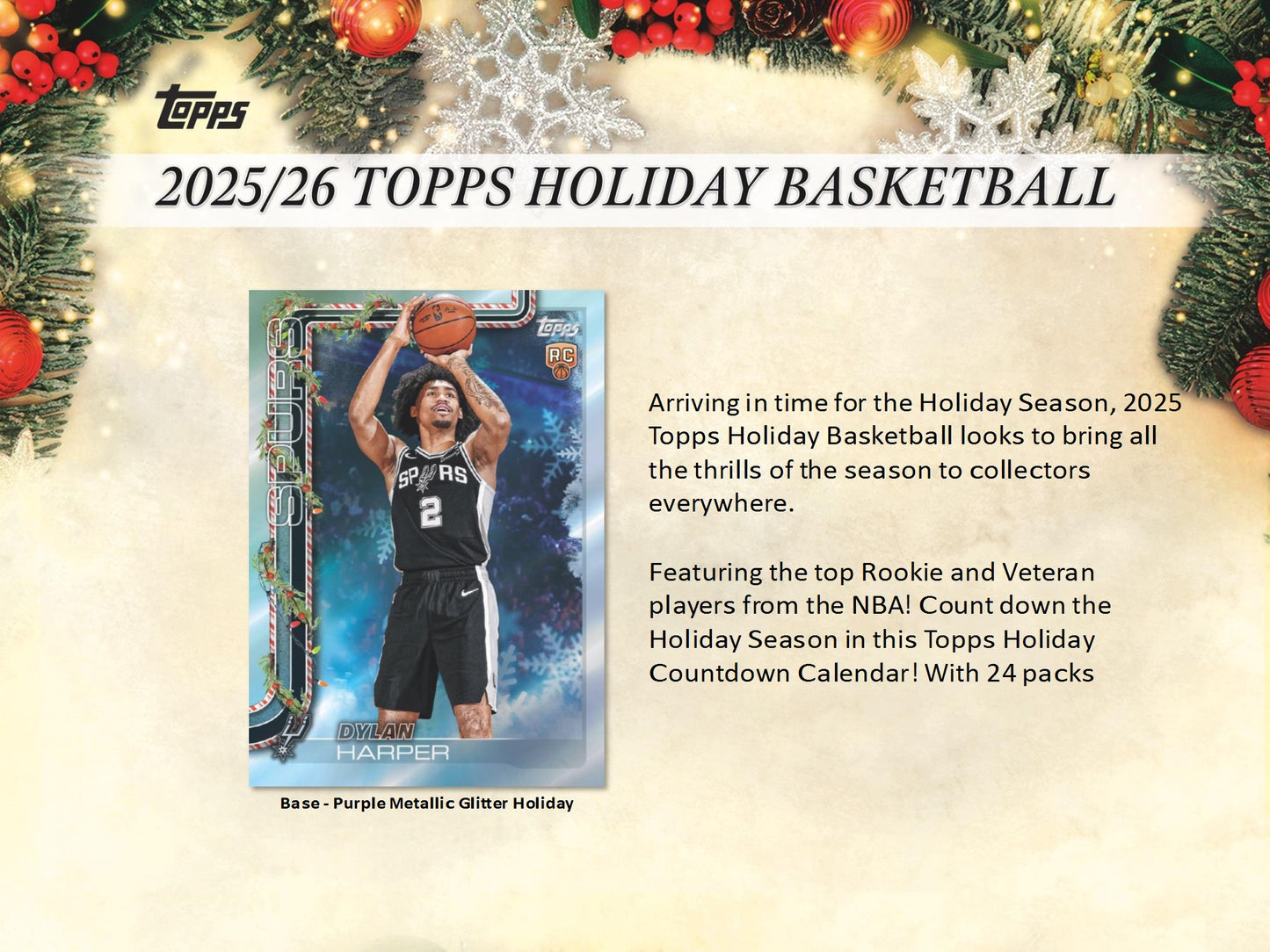 2025-26 Topps NBA Basketball Holiday Countdown Calendar