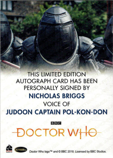 2022 Doctor Who Series 11 & 12 Nicholas Briggs Full Bleed Autograph Card-Judoon