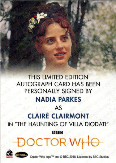 2022 Doctor Who Series 11 & 12 Nadia Parkes Full Bleed Autograph Card