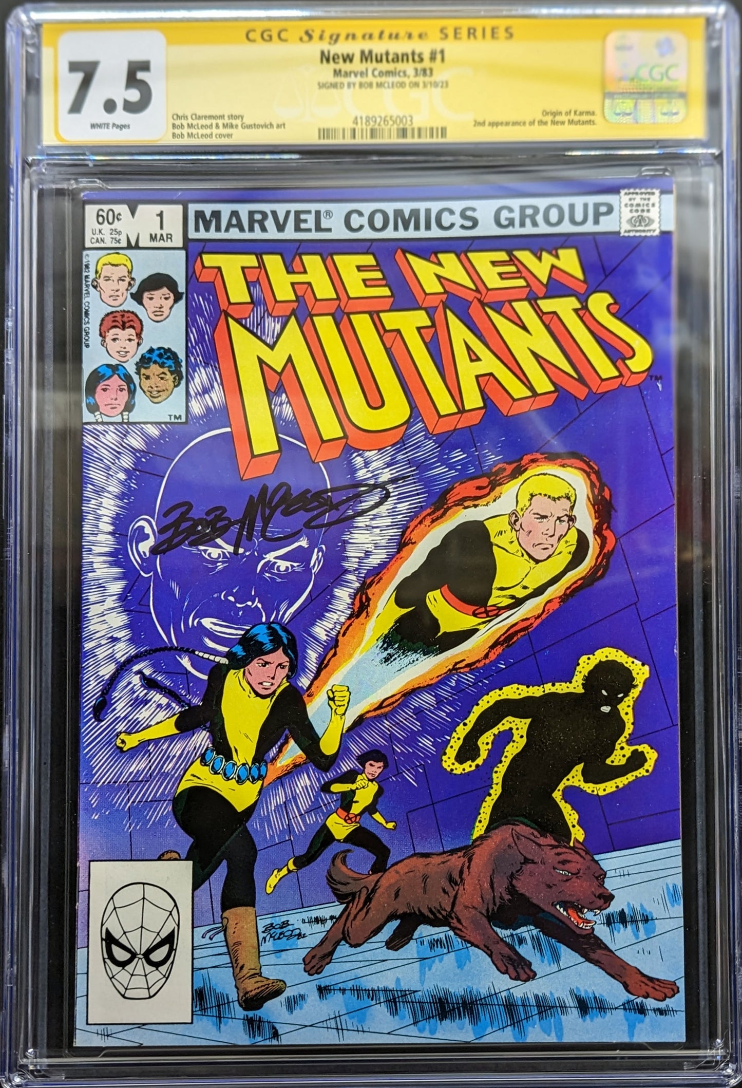 New Mutants #1 CGC 7.5 Signed by Bob McLeod