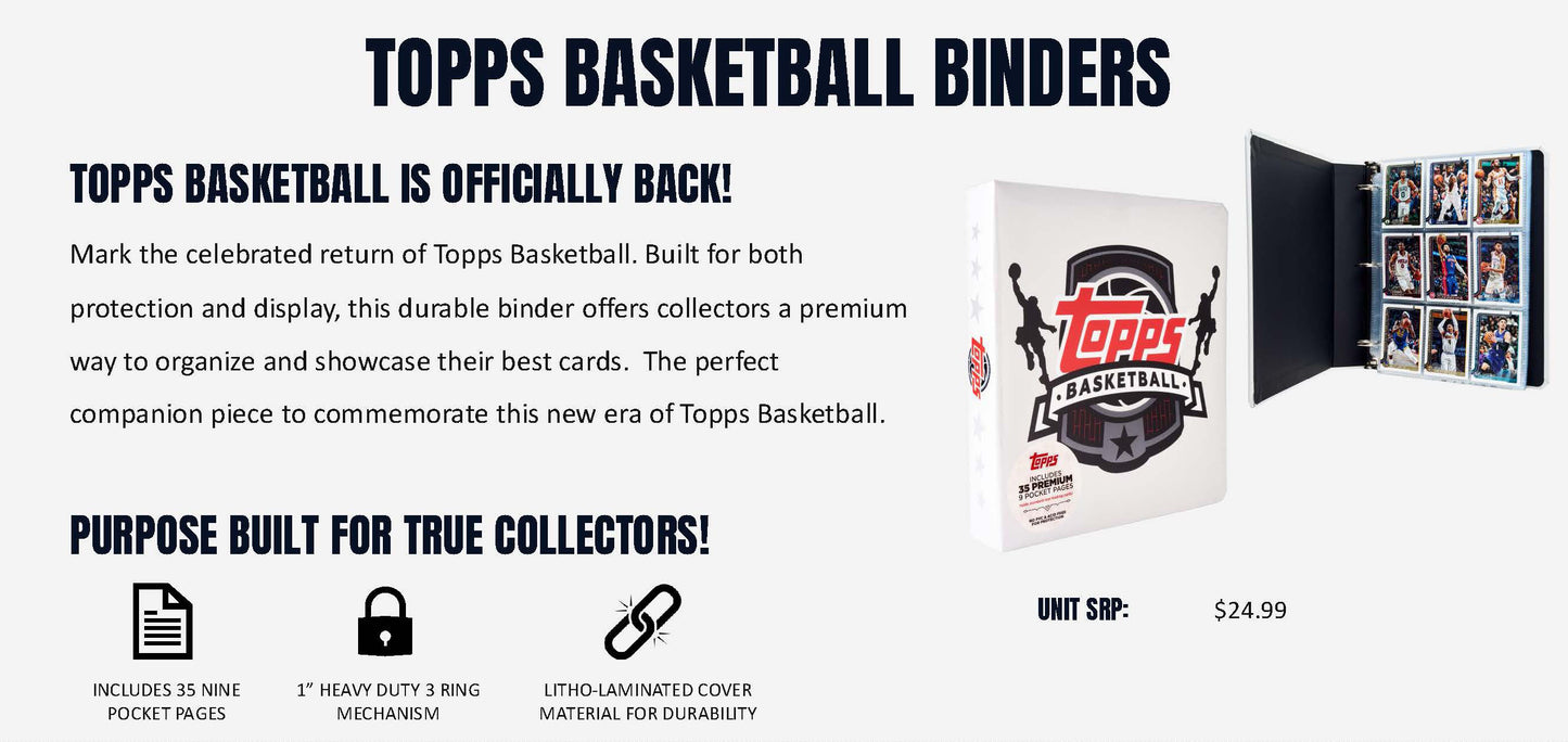 2025-26 Topps NBA Basketball Binder Album with 9 Pocket Pages