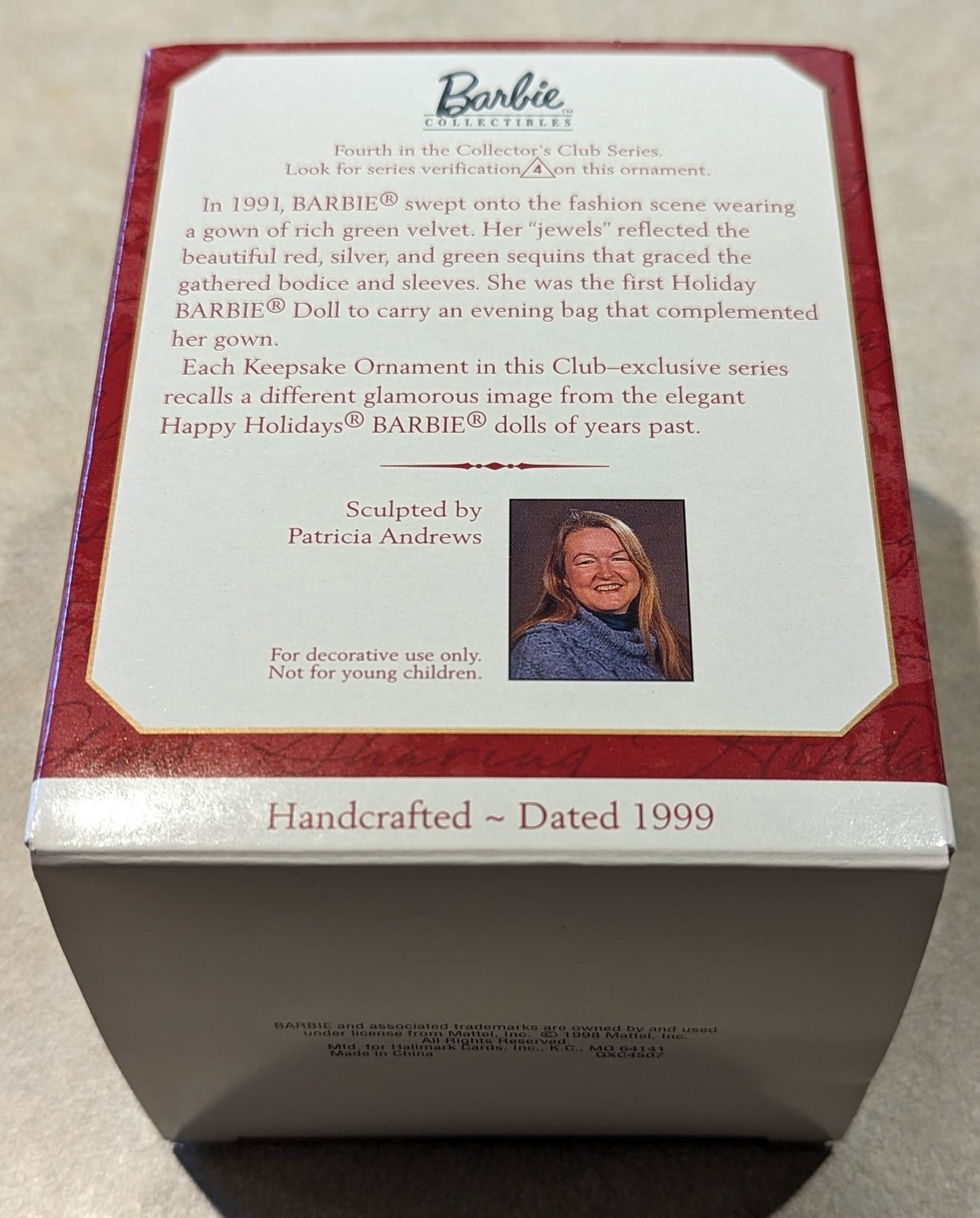 Hallmark Ornament 1999 Happy Holidays Barbie Club Edition 4th