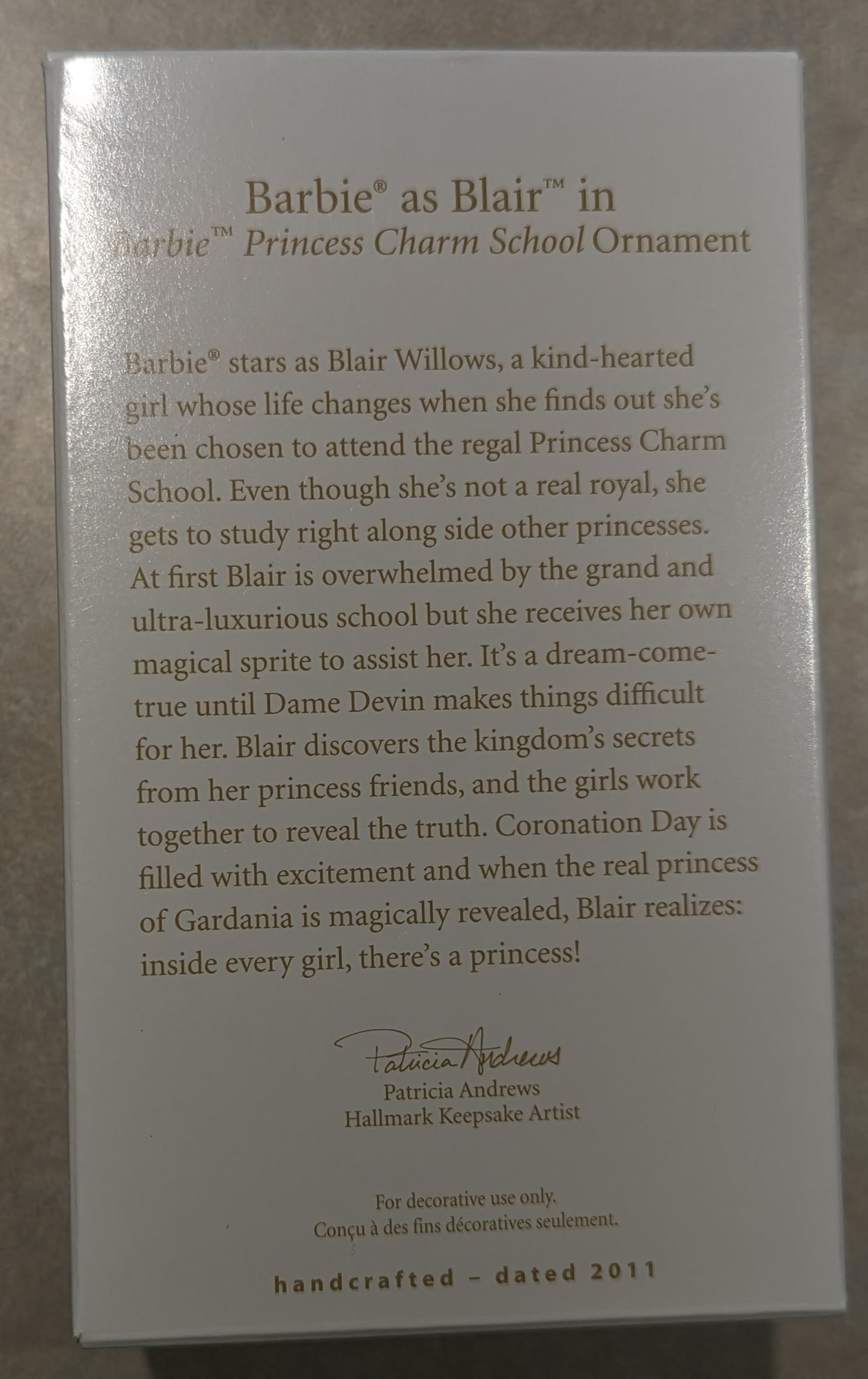 Hallmark Ornament 2011 Barbie as Blair in Princess Charm School