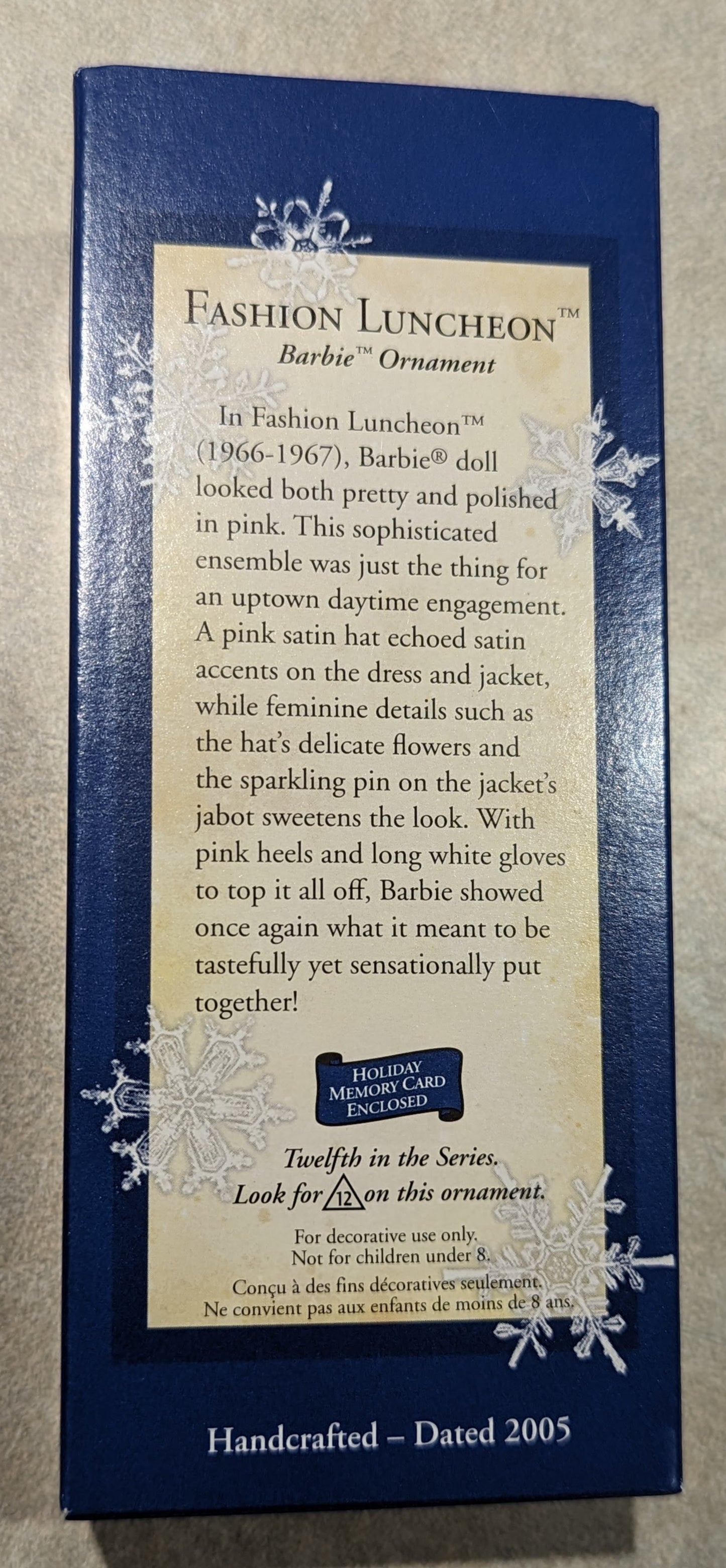 Hallmark Ornament 2005 Fashion Luncheon Barbie with Collector Card
