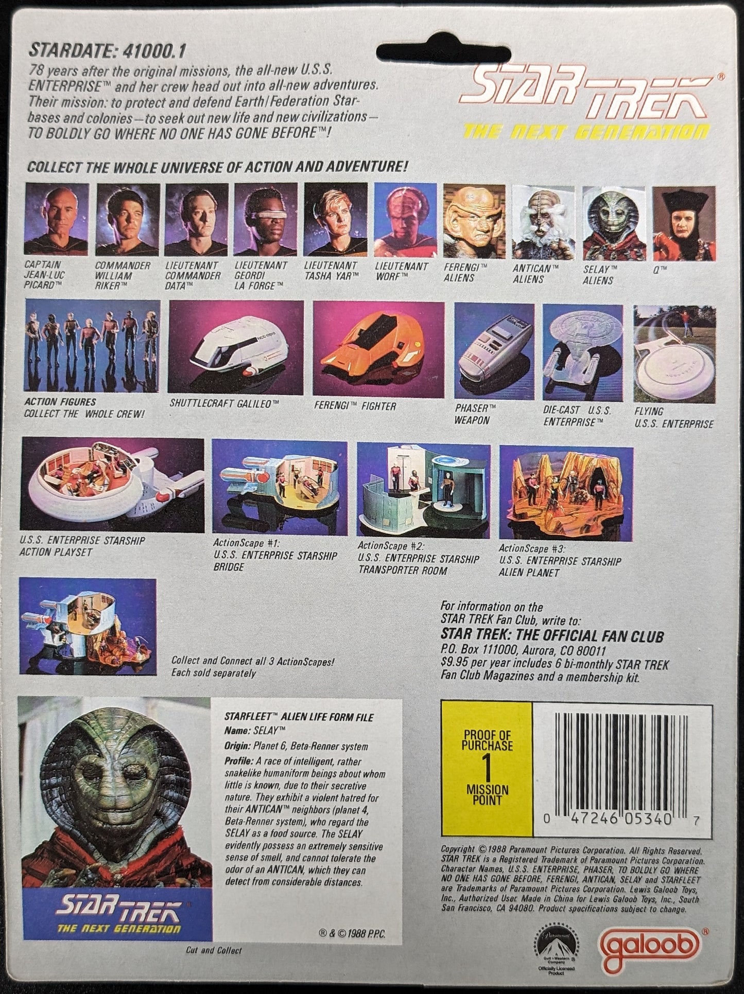 1988 Galoob Star Trek The Next Generation Selay Action Figure