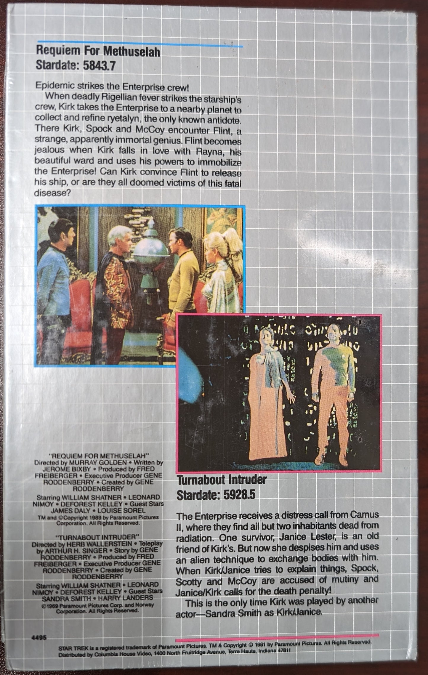 1991 Columbia House Star Trek VHS Requiem For Methuselah / Turnabout Intruder