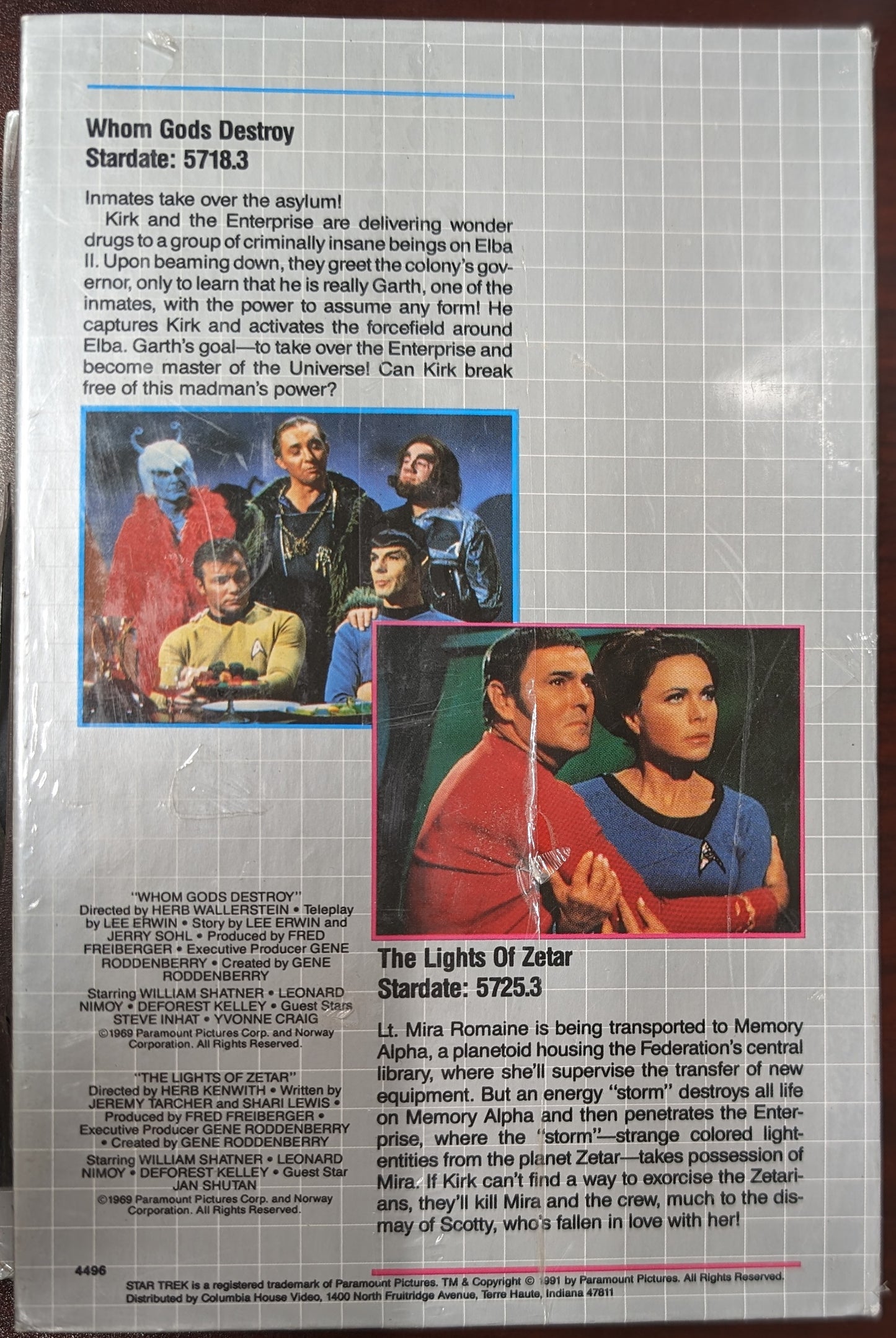 1991 Columbia House Star Trek VHS Whom Gods Destroy / The Lights of Zetar