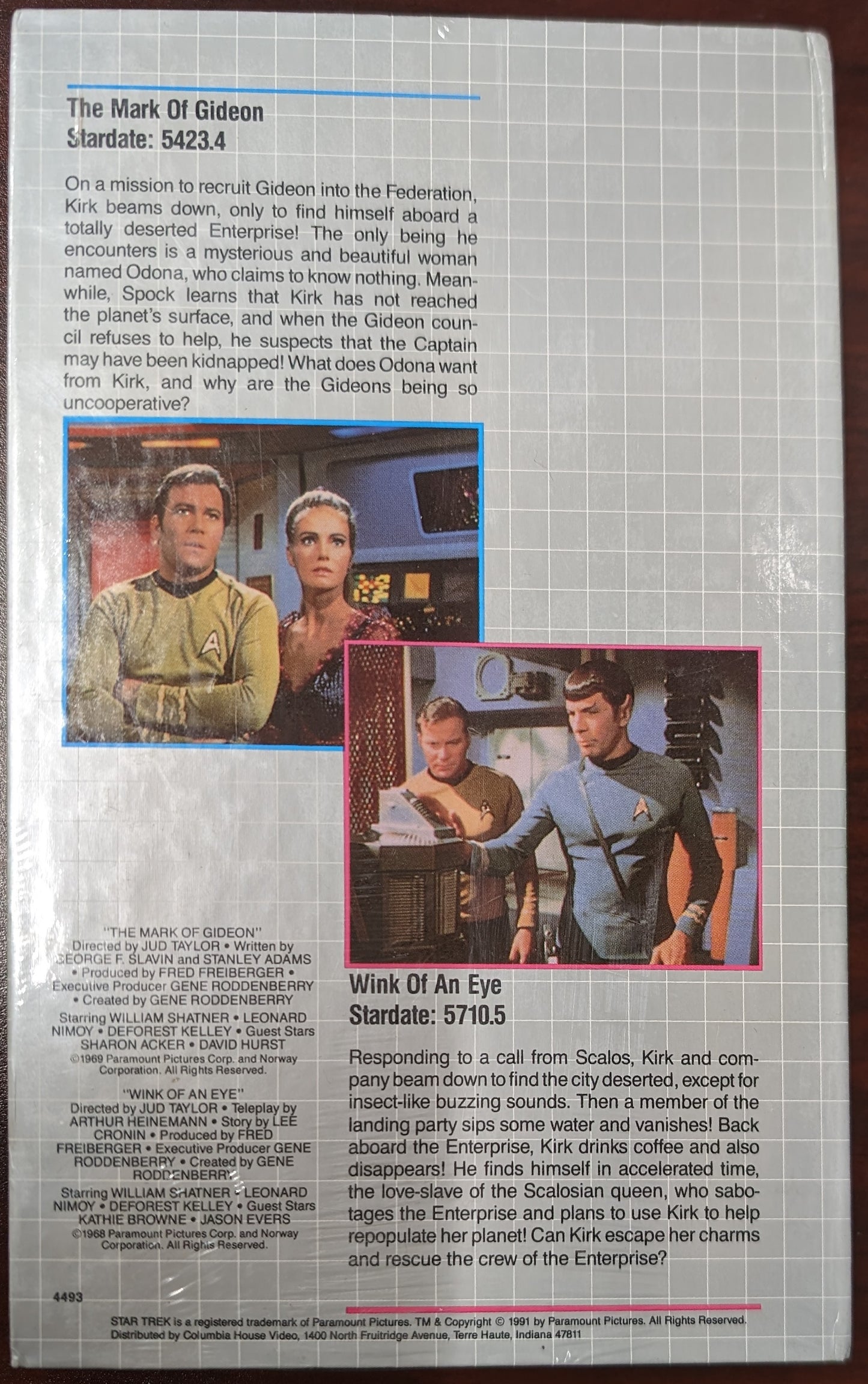1991 Columbia House Star Trek VHS The Mark of Gideon / Wink of an Eye