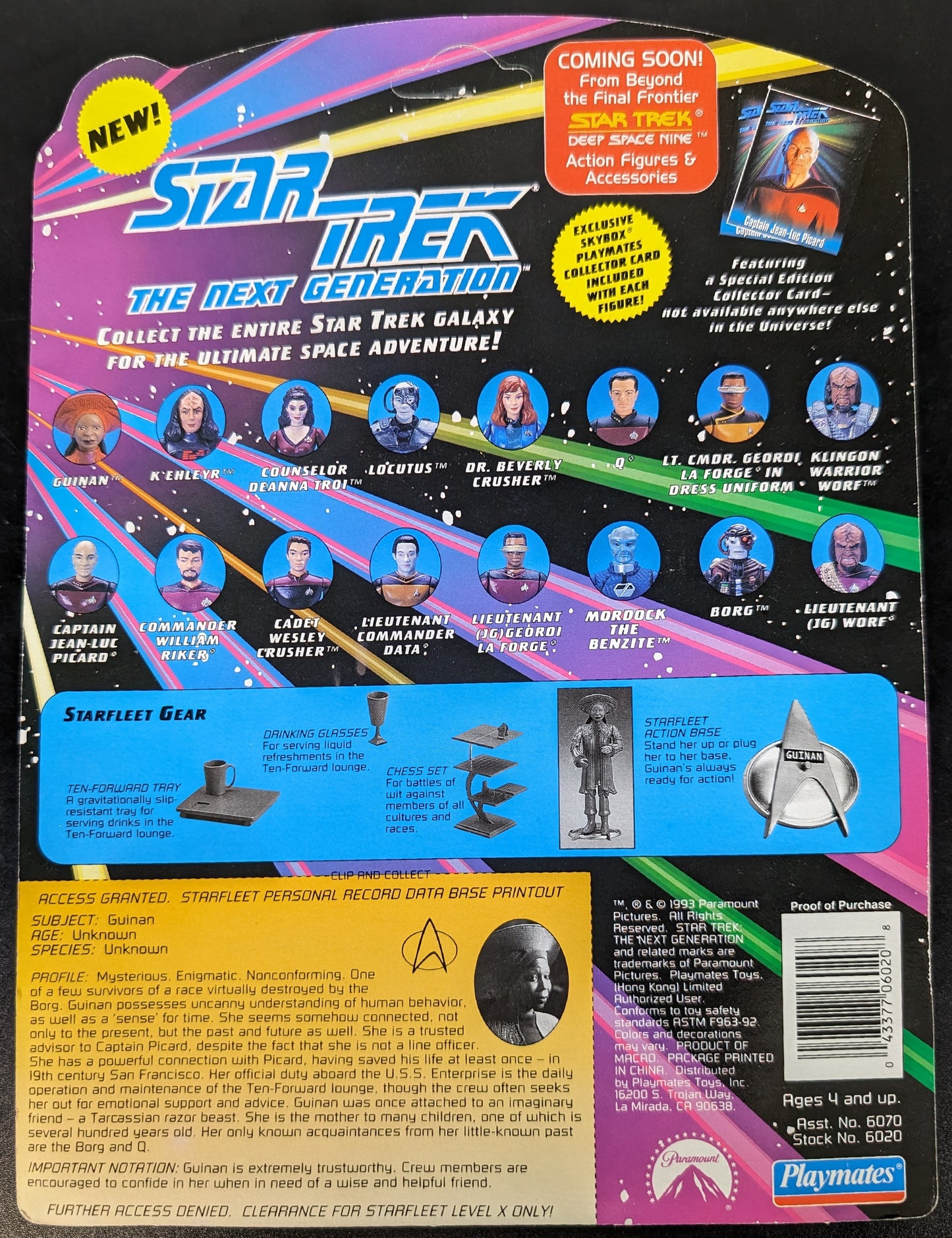 1993 Playmates Star Trek The Next Generation Guinan with Starfleet Action Base and Gear Action Figure